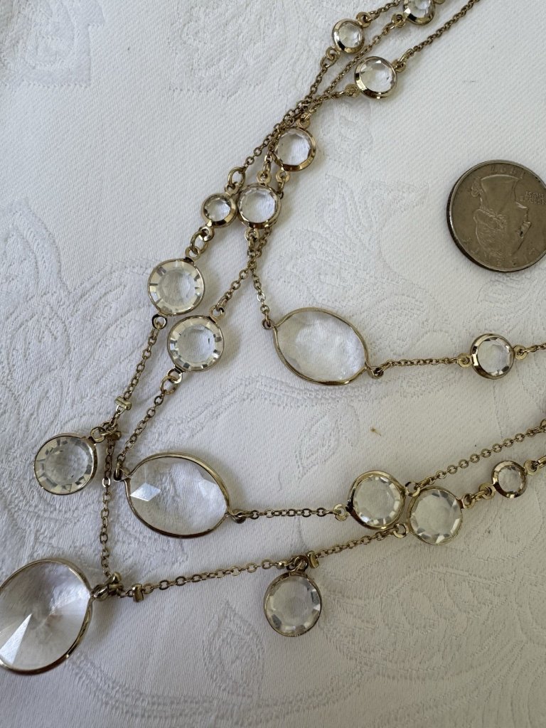 Nordstrom Gold Tone Clear Stone Bead Charms Layered Multistrand 18" Necklace New — image 7 of 8